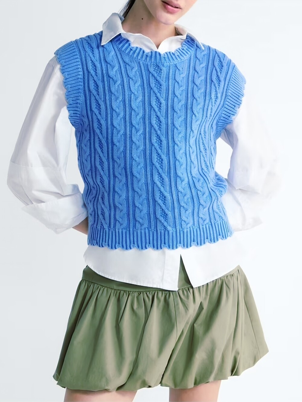 Free Assembly Women's Scalloped Cable Knit Cotton Vest / sleeveless top S L XL